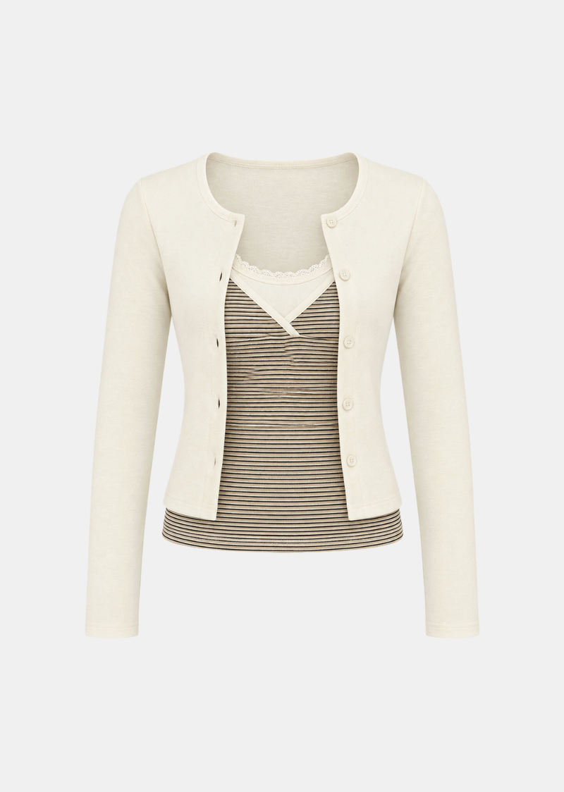 Mia Stripe Layered Cardigan Set