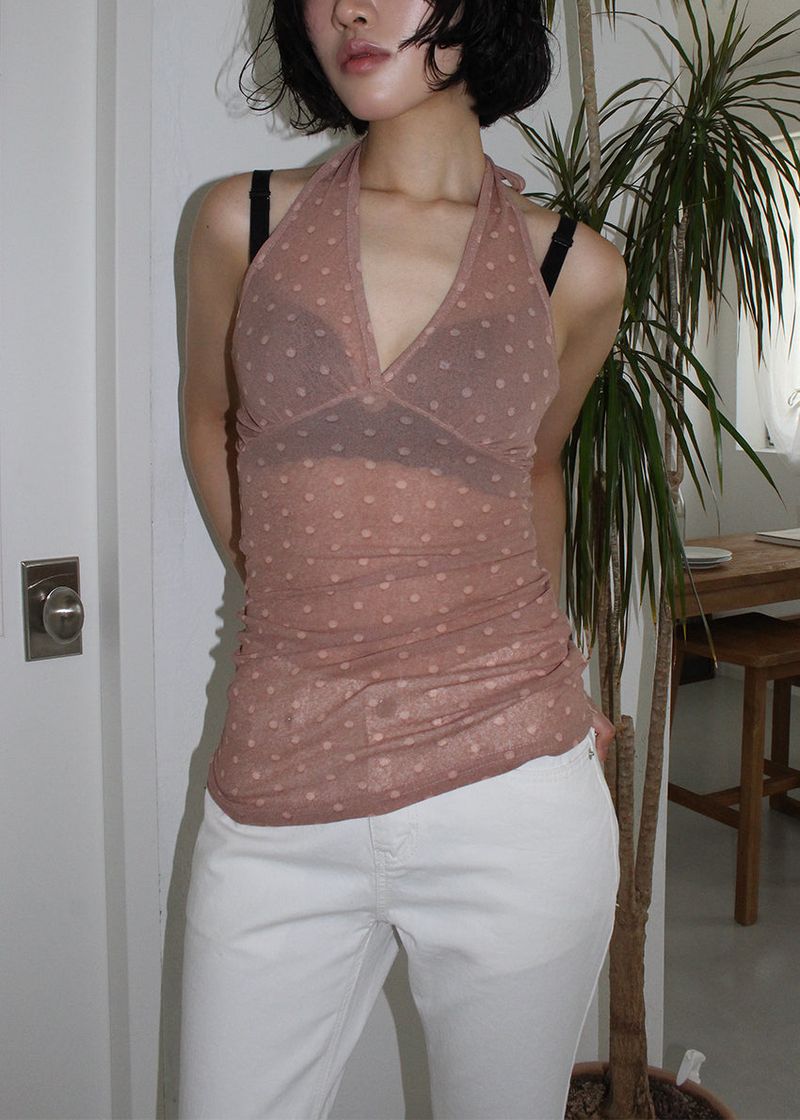 POLKA DOT HALTER SLEEVELESS