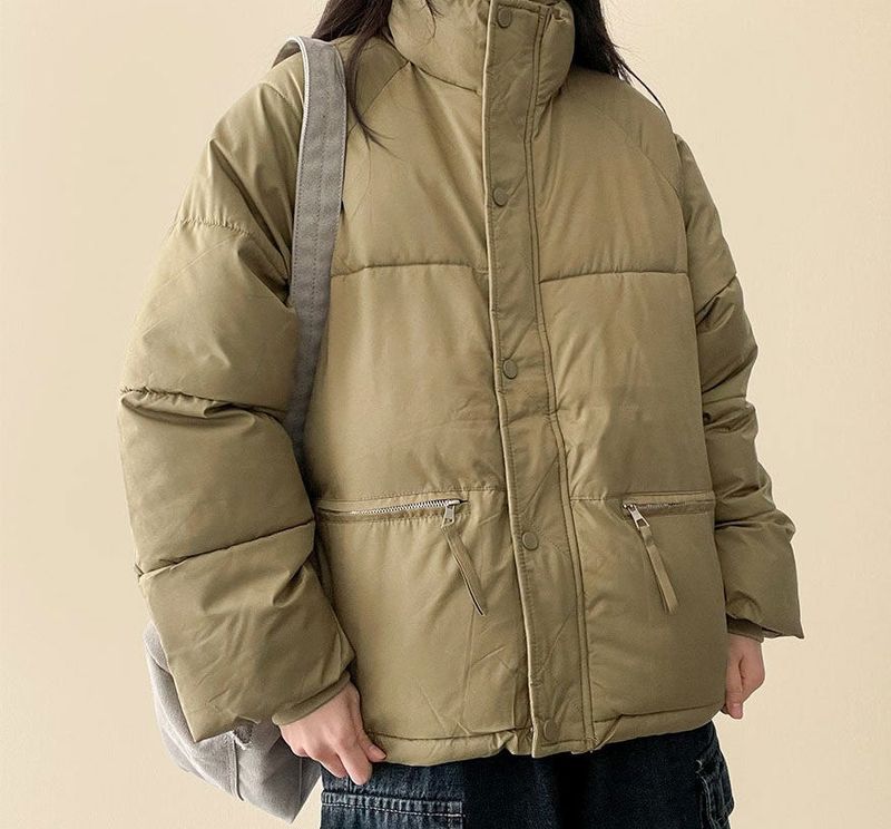  Ringf pocket zipper high neck padded jumper