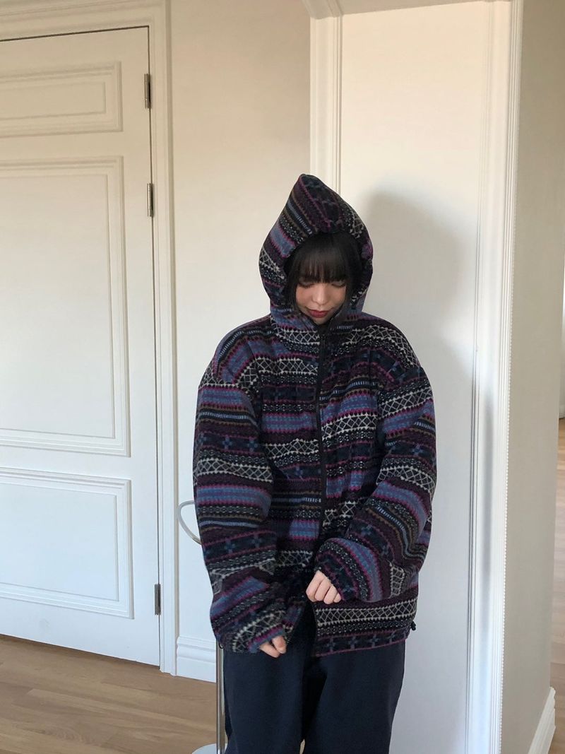 Euclid pattern hood zip up