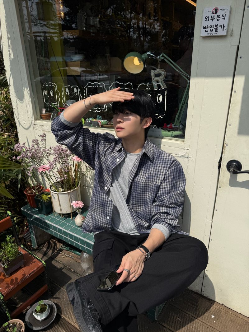 Leon vintage washing checkered shirt