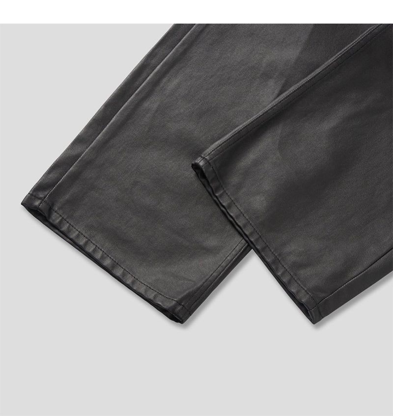 [Unisex] Coating leather wide pants