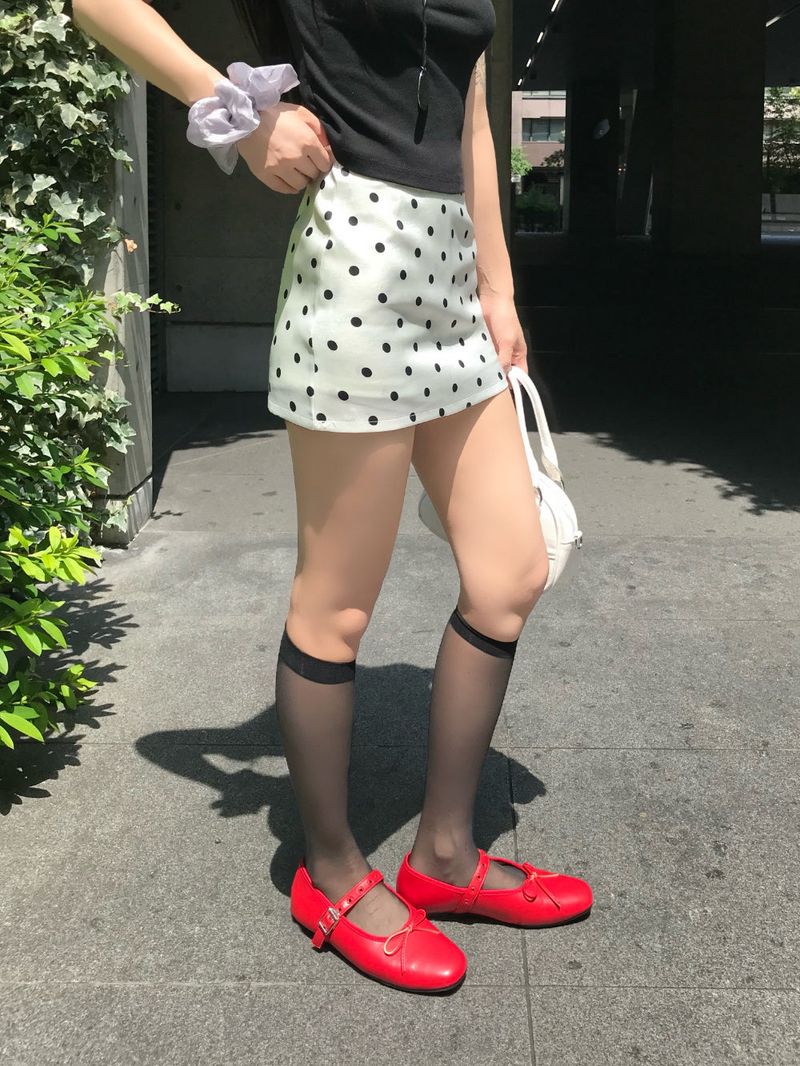 French Glow Dot Satin Mini Skirt