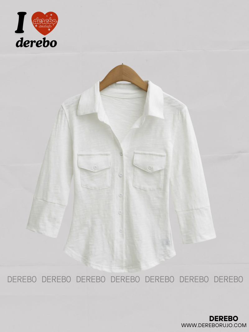Soft Double Pocket Three-Quarter Slim Shirt