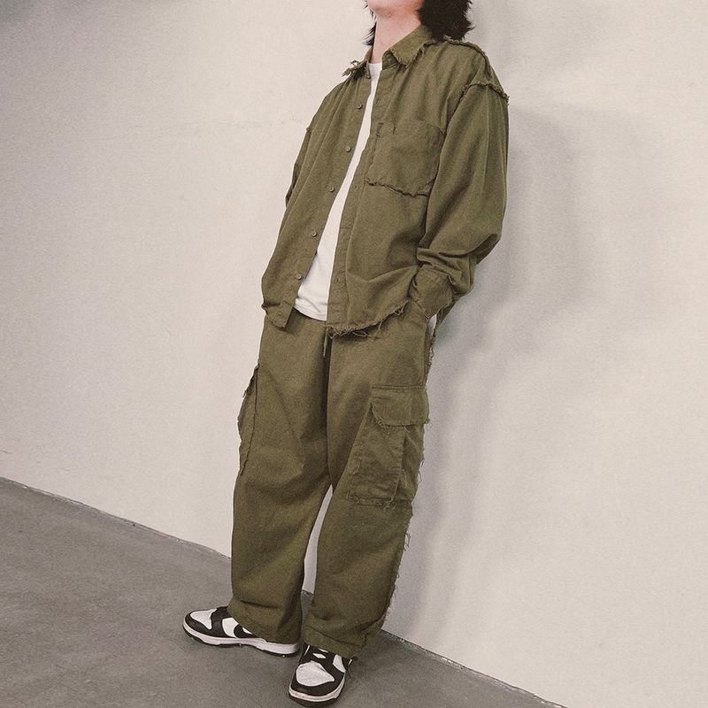 grunge plain shirt_khaki
