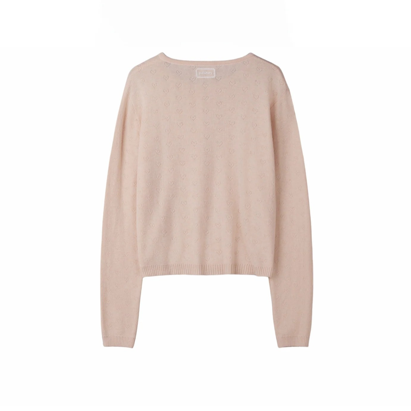 HEART PUNCHING KNIT CARDIGAN (DEEP PINK)