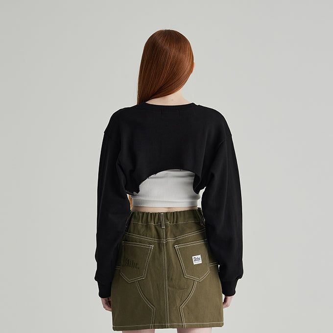 BLACK ATHR MAXI CROP SWEATSHIRT