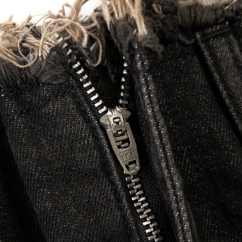 STUD DENIM SKIRT LAYERED PANTS (BLACK)