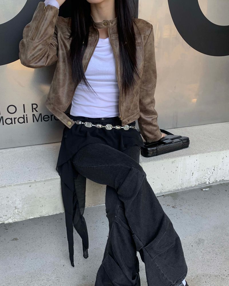 Suede leather jacket