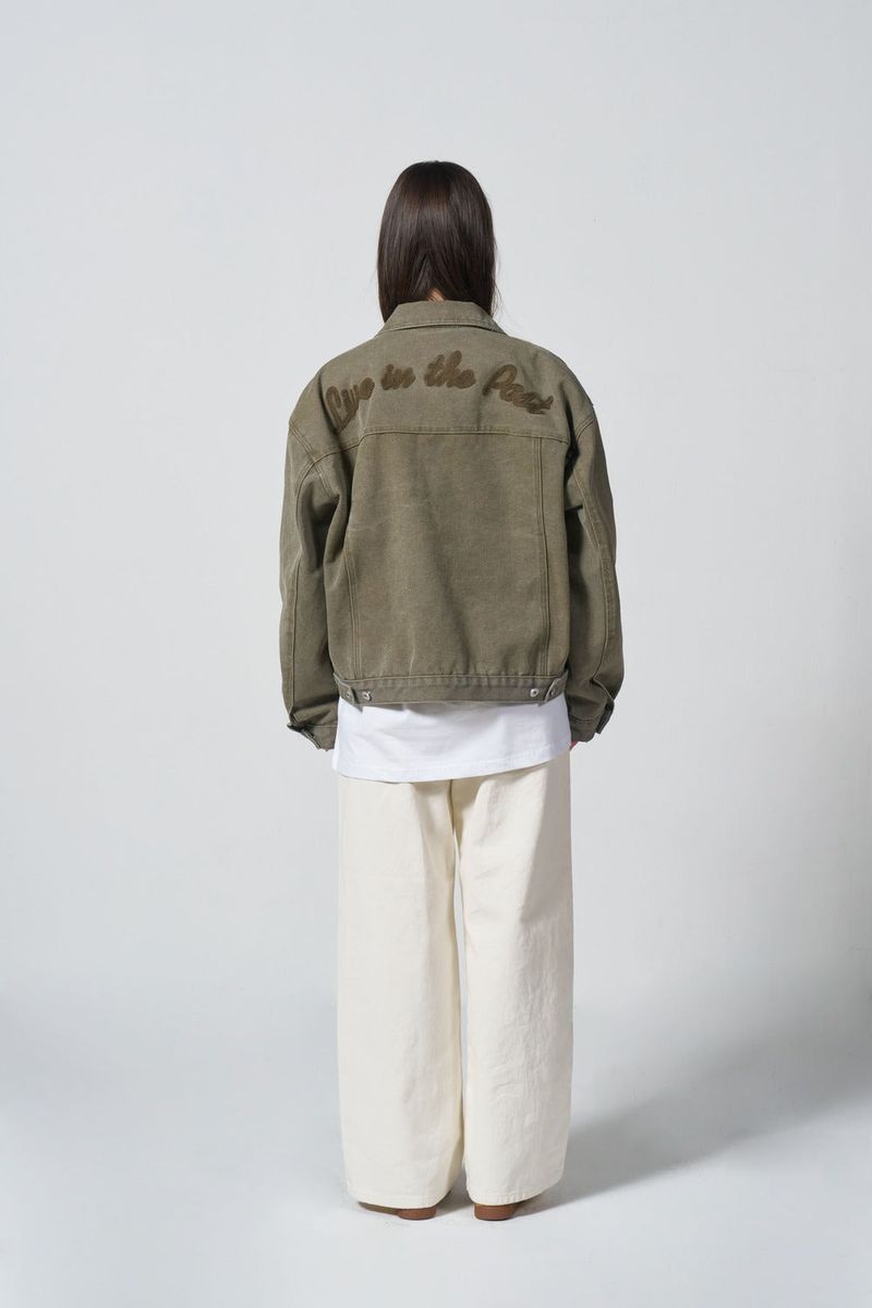 HEAVY COTTON TRUCKER JACKET - KHAKI BROWN