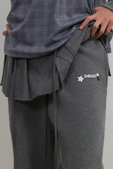 Side Fur Trim Sweatpants / Charcoal