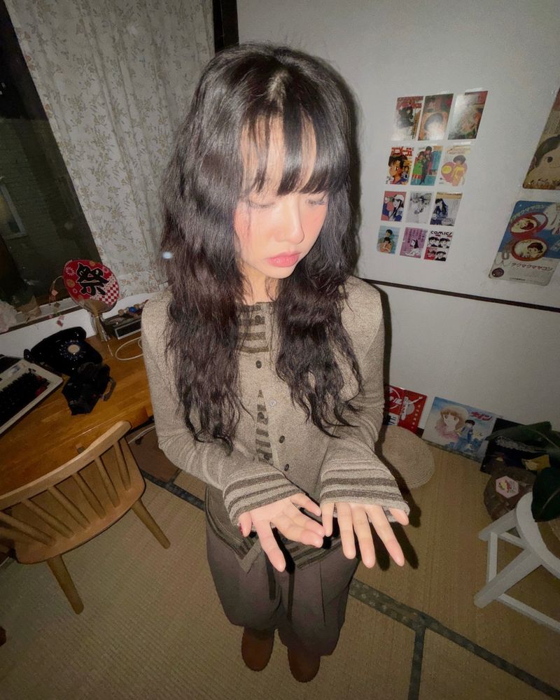 (3color) Ruffle Stripe Layered Cardigan