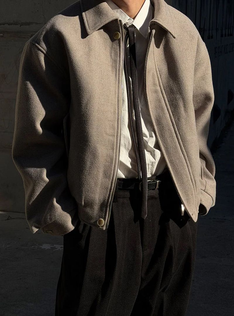 [F/W] Herringbone crop blouson jacket(2color)