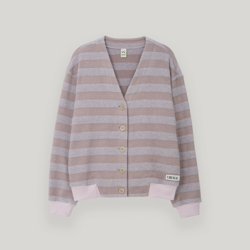 UBEIGE(ユーベイジ)の「Purple Stripe Hairy Cardigan(Tops)」