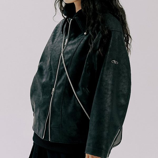 VEGAN LEATHER SINGLE RIDER JACKET