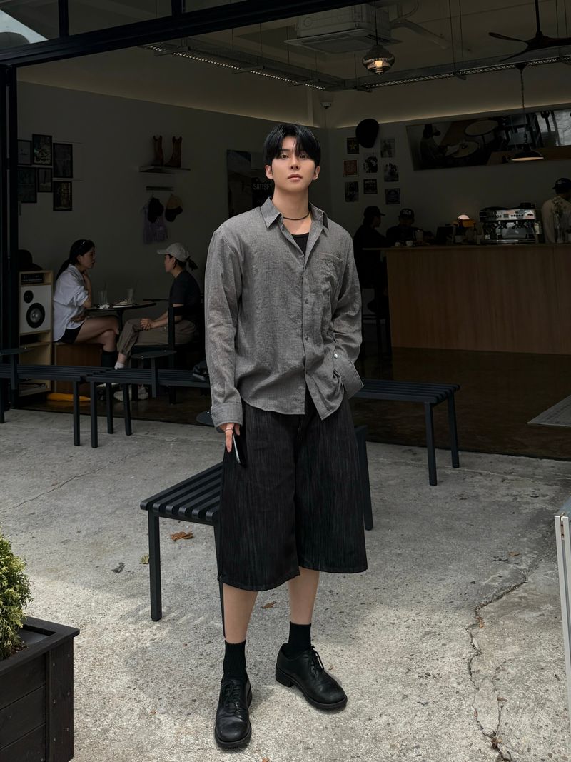Mist checkered long sleeve shirt