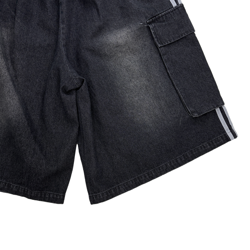 track denim cargo shorts