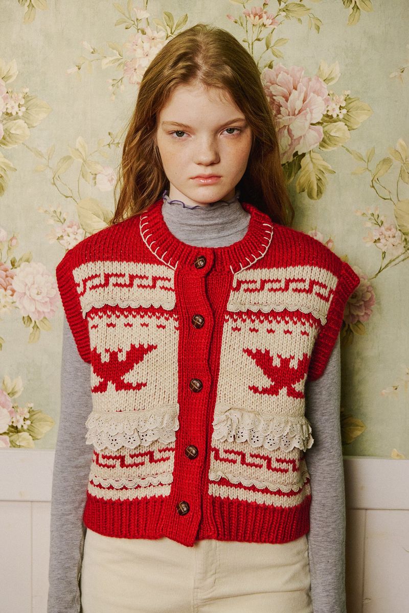 Monet Jacquard Vest [Red]