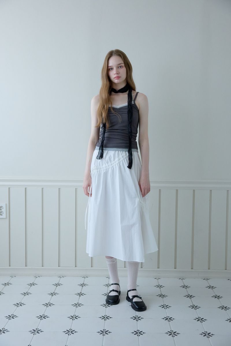 EDGE SHIRRING LONG SKIRT