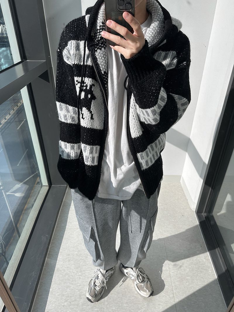 ASCLO Deer Hood Zip Up Knit (3color)