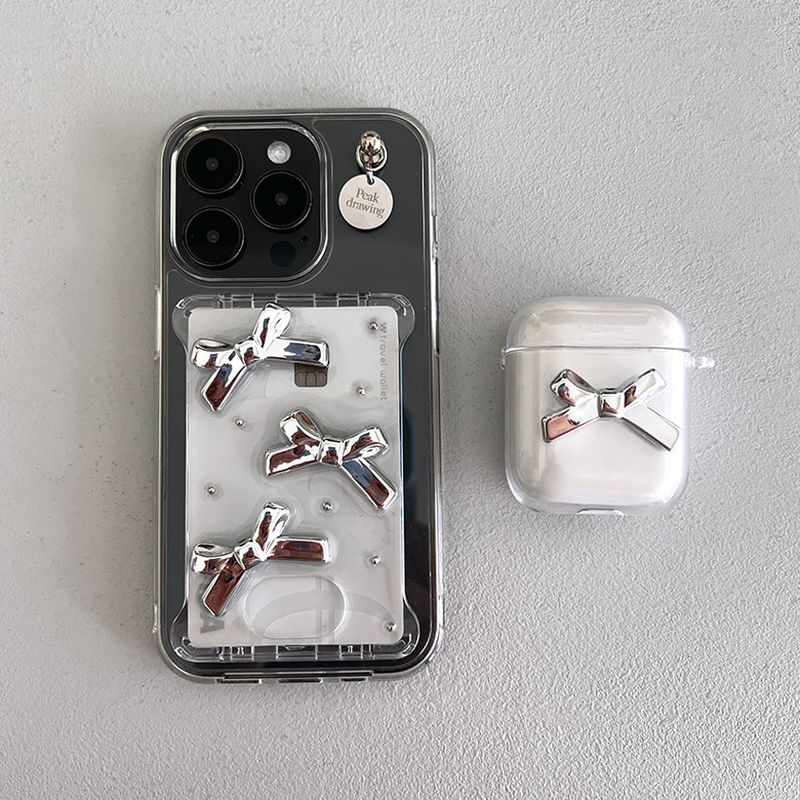 (Basic ver.) Silver ribbon card slot jelly hard case set