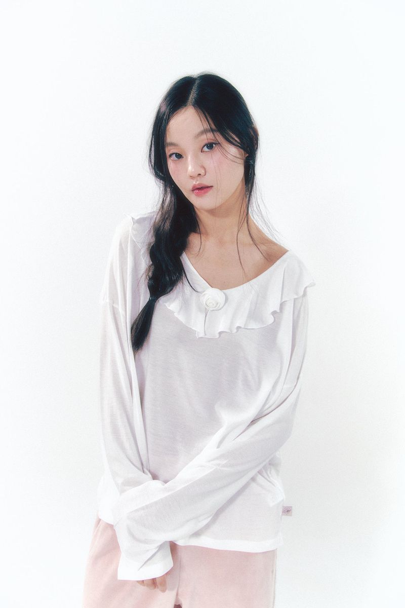 Rose Brooch Frill Long Sleeve White