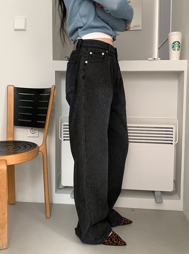 STRIPE BLACK JEANS