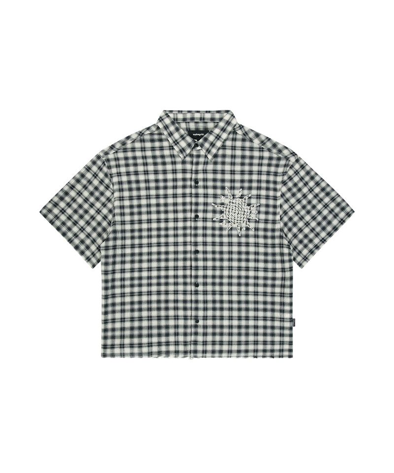 CHECK APPLIQUE HALF SHIRT