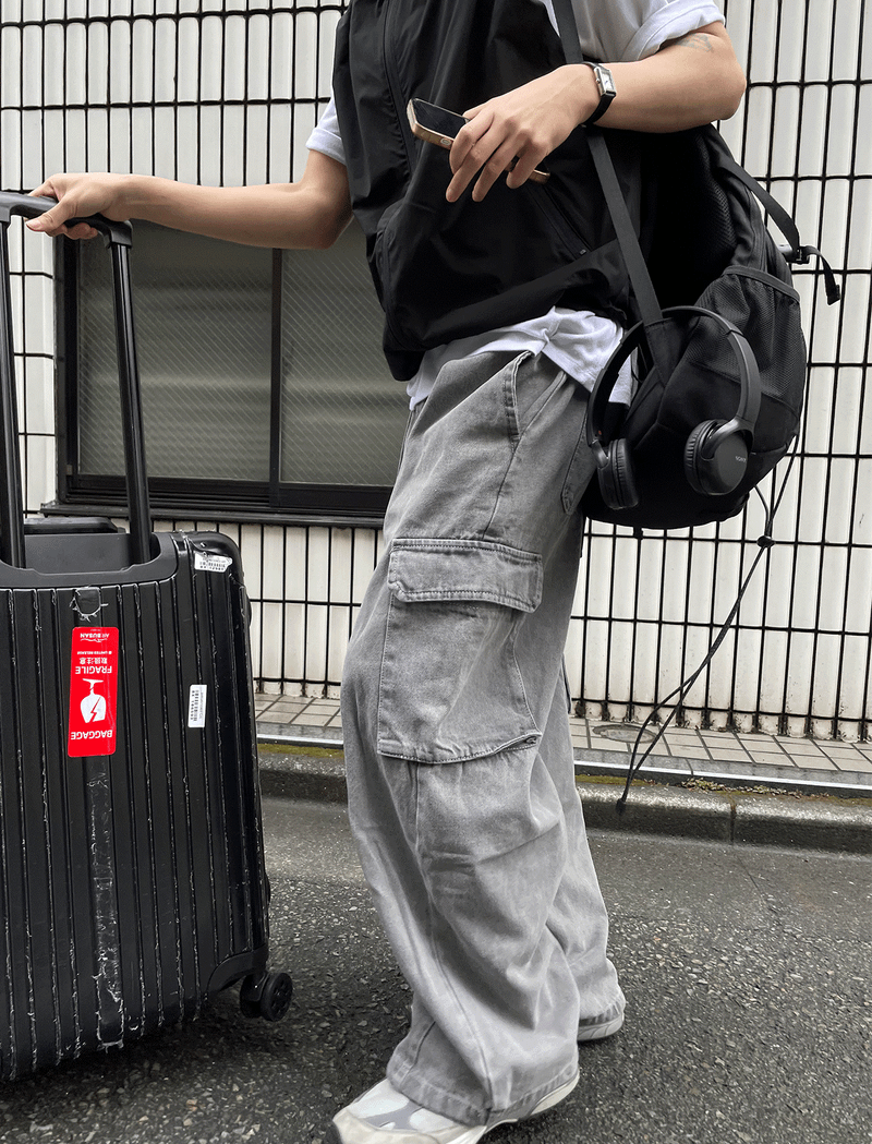 Pigment Balloon stitch Cargo Denim Pants