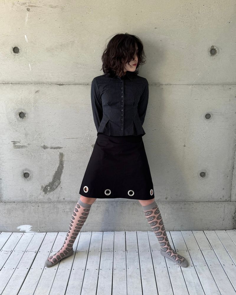 Punch Hole Midi Skirt