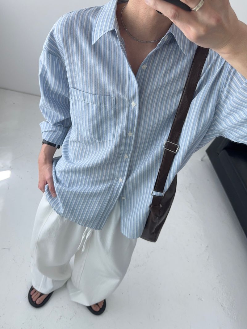 SY Relaxed Fit Seersucker Stripe Shirt (4C)