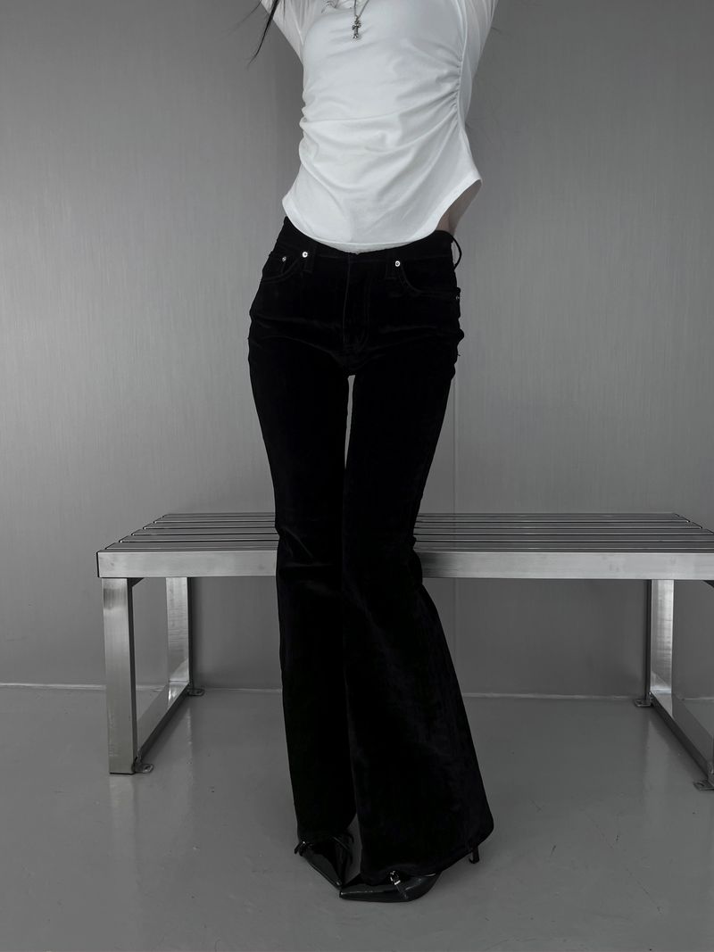 velvet stud bootcut pants
