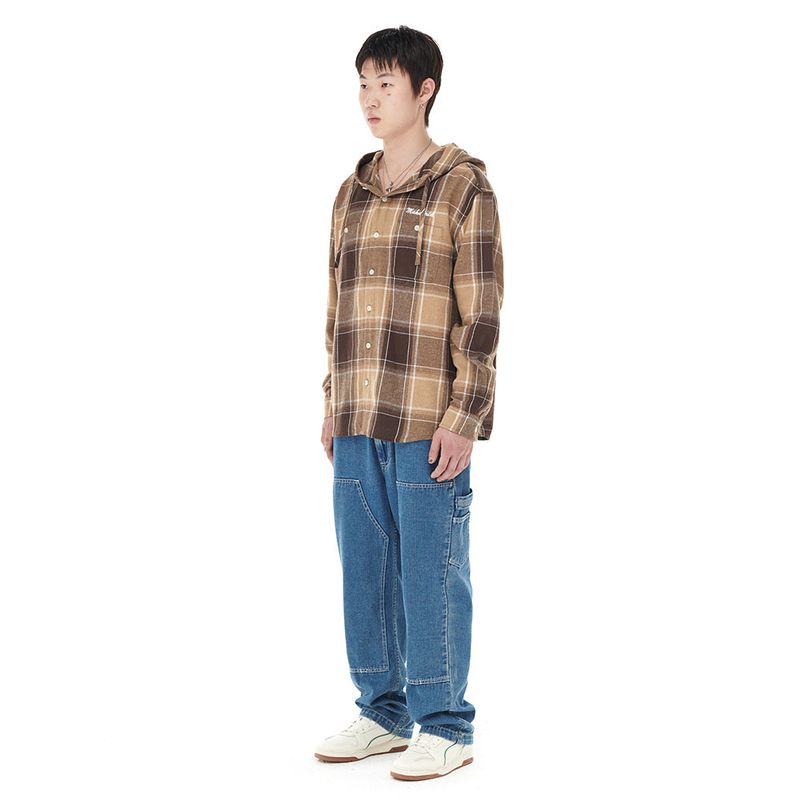 HOODED OMBRE CHECK SHIRT