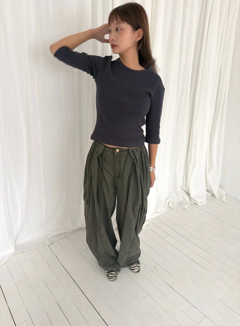 Waflle 3/4 sleeve T(5c)