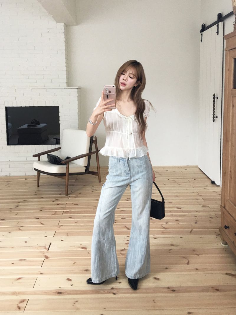 Cool washed bootcut denim