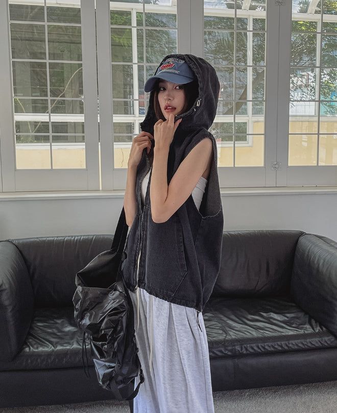 Logan denim hoodie vest