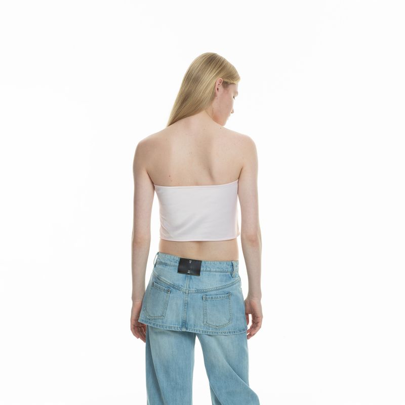 sai logo satin hotfix strapless top