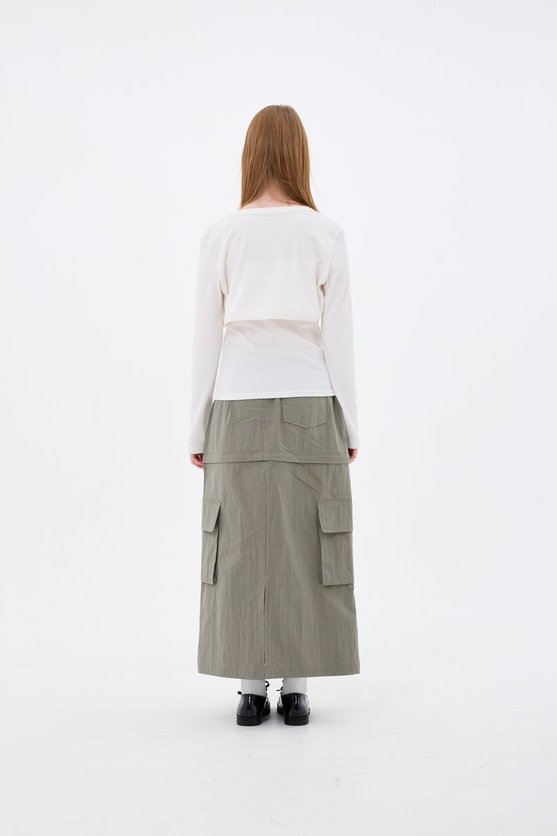 DOUBLE CUT CAGO SKIRT / KHAKI