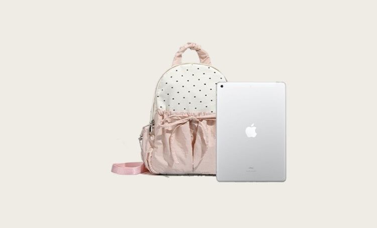 Ribbon Polka Dot Canvas Backpack – Cute College & Commuter Bag