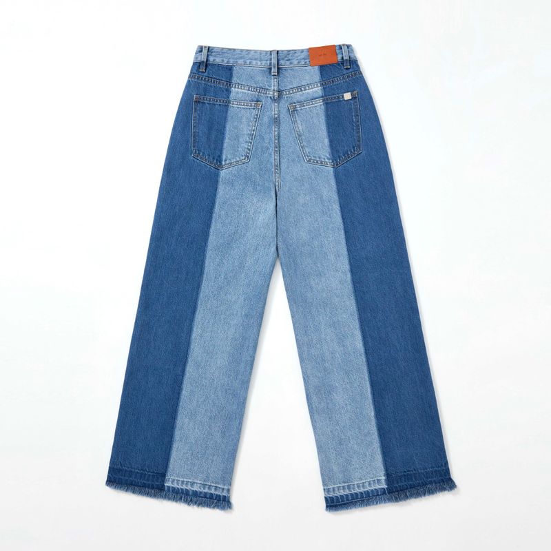 3RD REORDER TWO-TONE CONTRAST DENIM PANTS code 25006