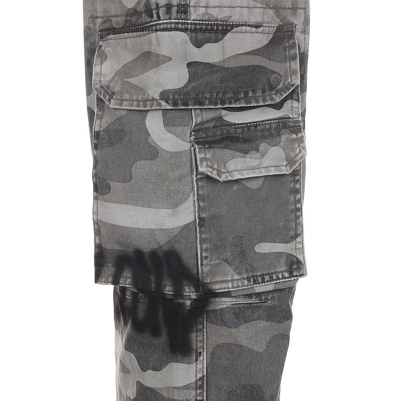 8287 Graffiti Logo Camo Cargo Pants (Gray)