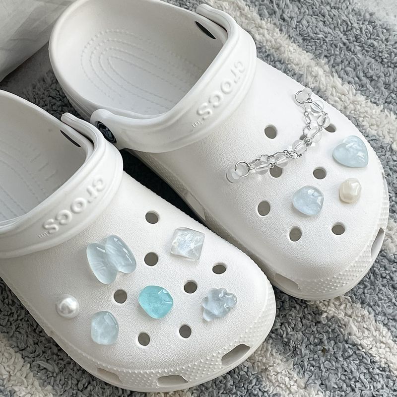 [made]blue pearl pebble resin shoes charm set 