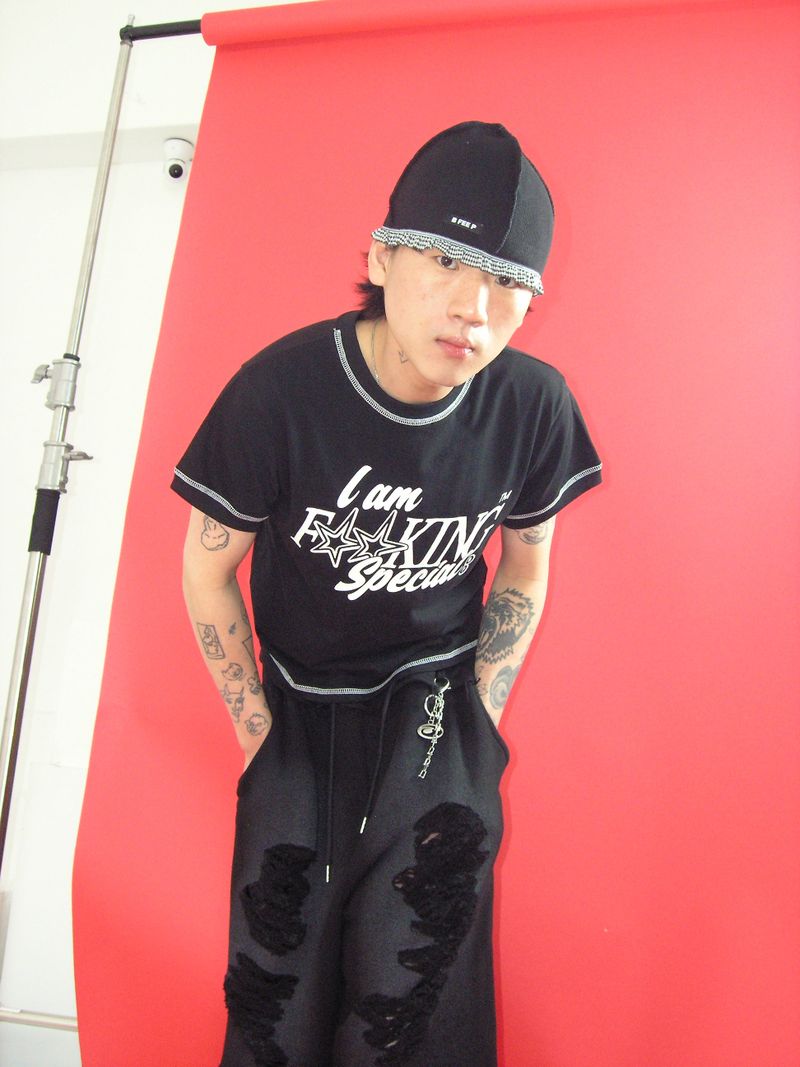 check lace beanie_black