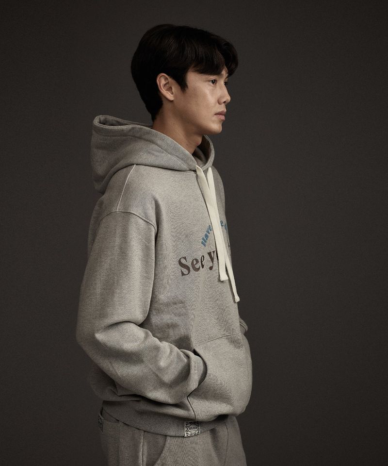 HAAND LOGO GRAPHIC HOODIE GREY