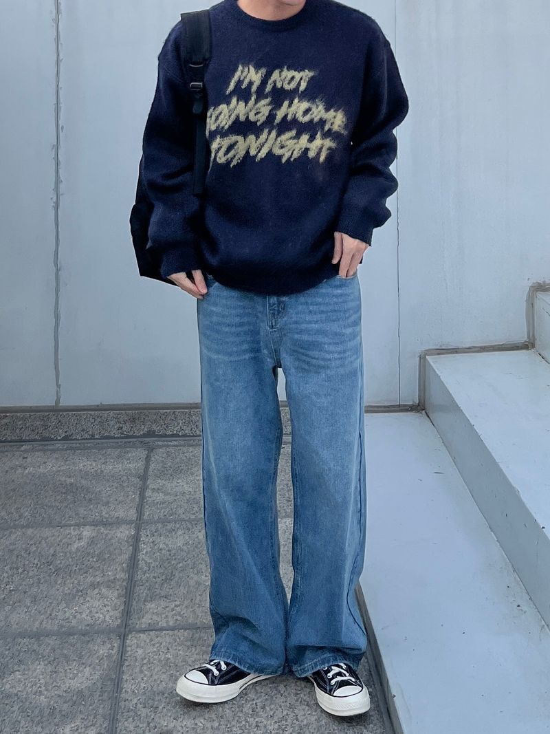 Brush lettering mohair knit