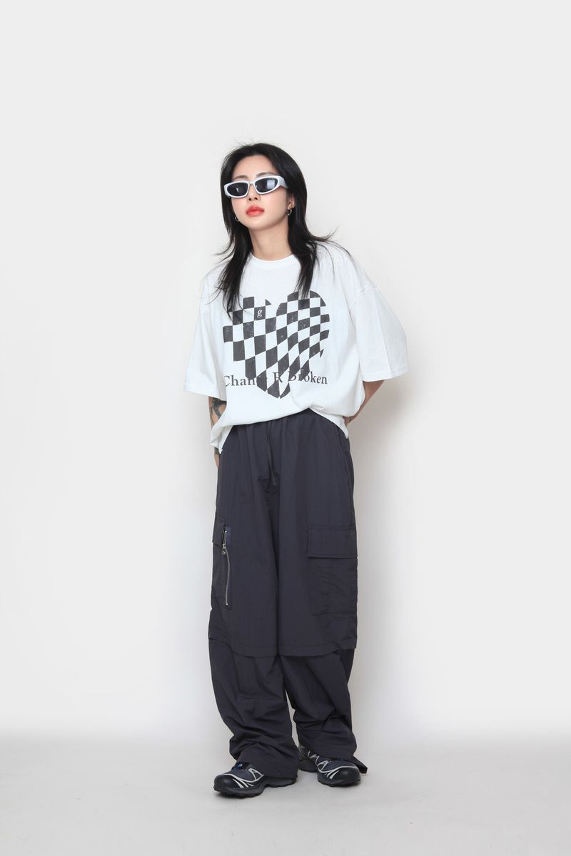 back zipper nylon cargo pants