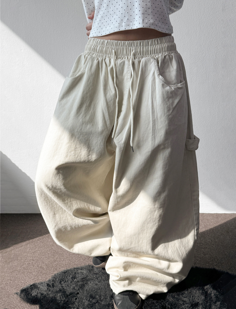 Turi Carpenter Rivet Balloon Cotton Washed Long Pants 4 Colors