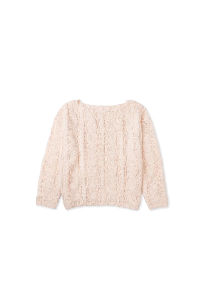 Cinnamon cable knit_baby pink
