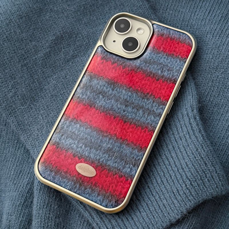 MOHAIR STRIPE SILVER EPOXY CASE _ BLUE