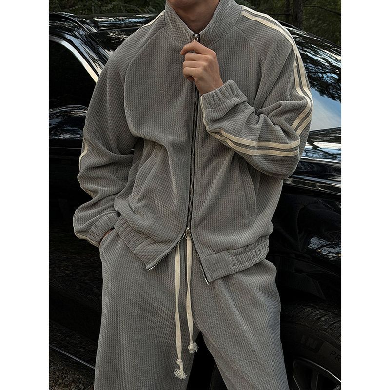 [SET UP가능] Velvet track zip up(3color)